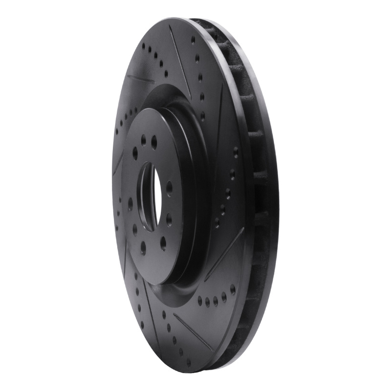 Cadillac CTS Brake Rotor (1) - Front Right - R1 Concepts - Drilled & Slotted - Black - `04-`11